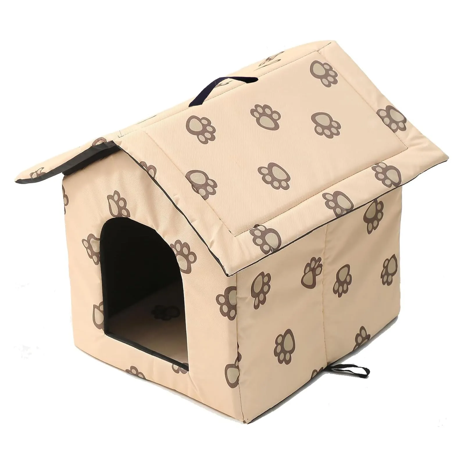 Casetta per Gatti per Esterni, Casetta per Gatti, Impermeabile, Cuccia Gatto Esterno Inverno con Tenda Timovibile (Beige, M) - immagine 1