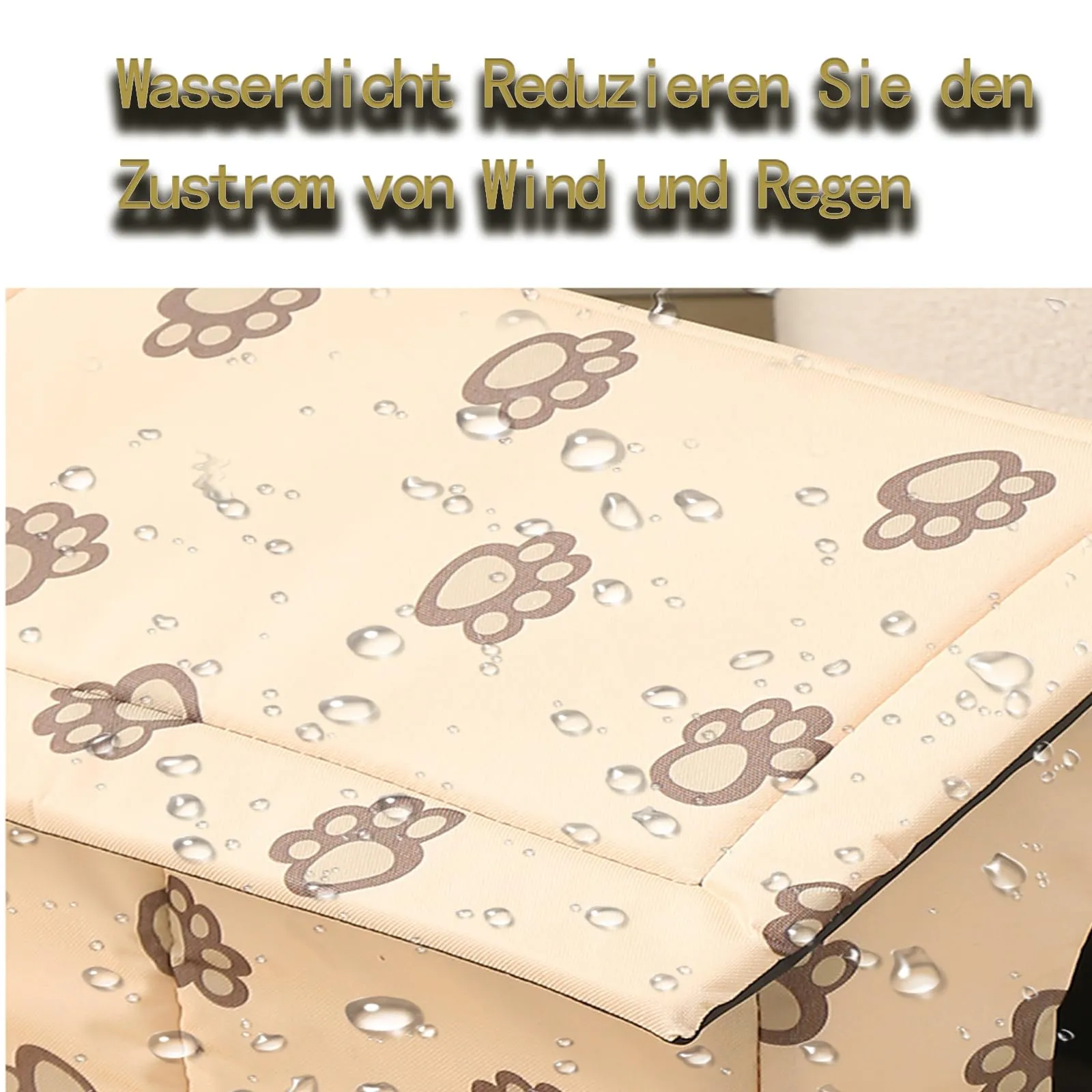 Casetta per Gatti per Esterni, Casetta per Gatti, Impermeabile, Cuccia Gatto Esterno Inverno con Tenda Timovibile (Beige, M) - immagine 5