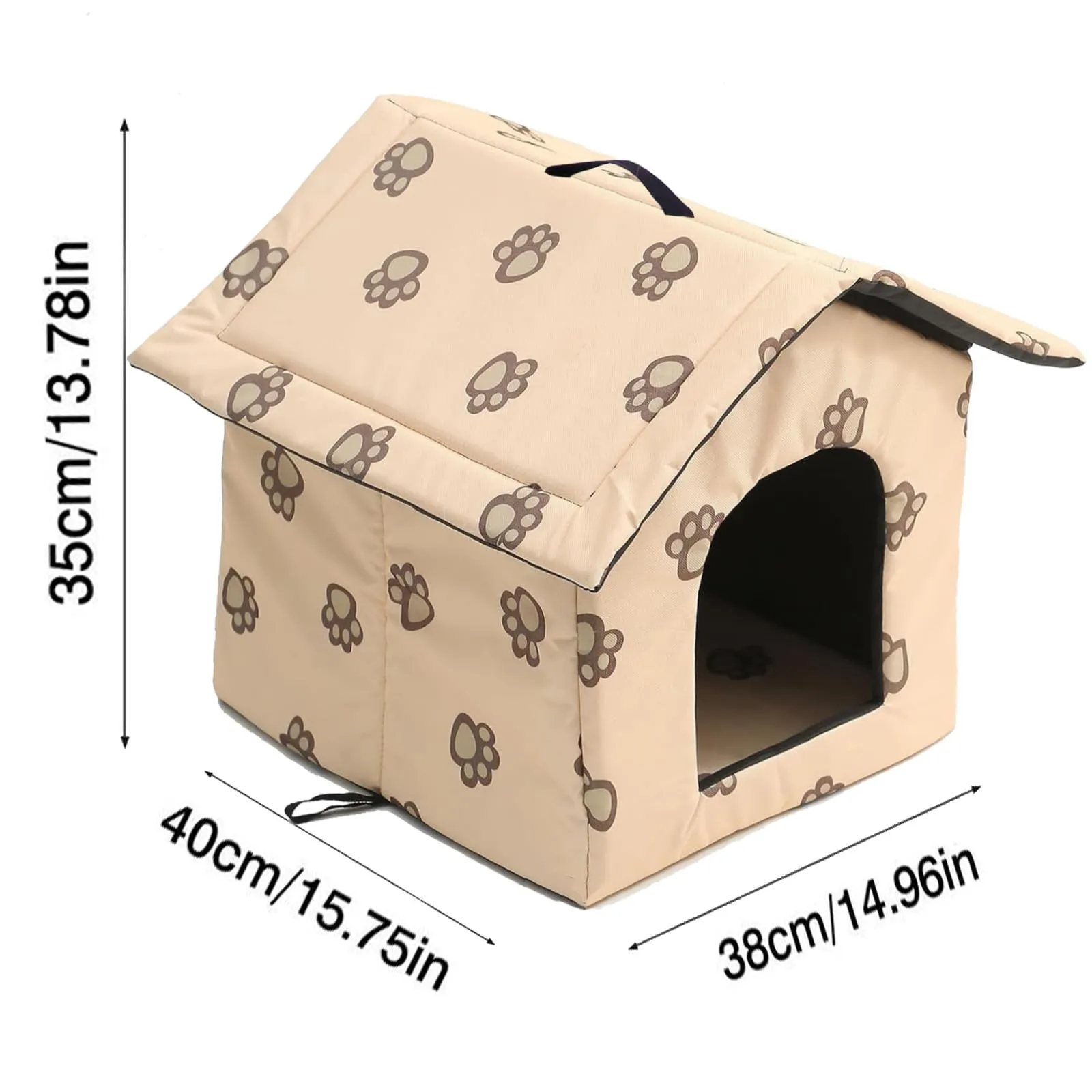 Casetta per Gatti per Esterni, Casetta per Gatti, Impermeabile, Cuccia Gatto Esterno Inverno con Tenda Timovibile (Beige, M) - immagine 7