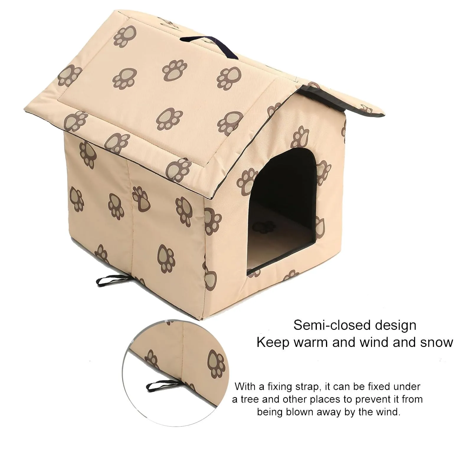 Casetta per Gatti per Esterni, Casetta per Gatti, Impermeabile, Cuccia Gatto Esterno Inverno con Tenda Timovibile - immagine 7