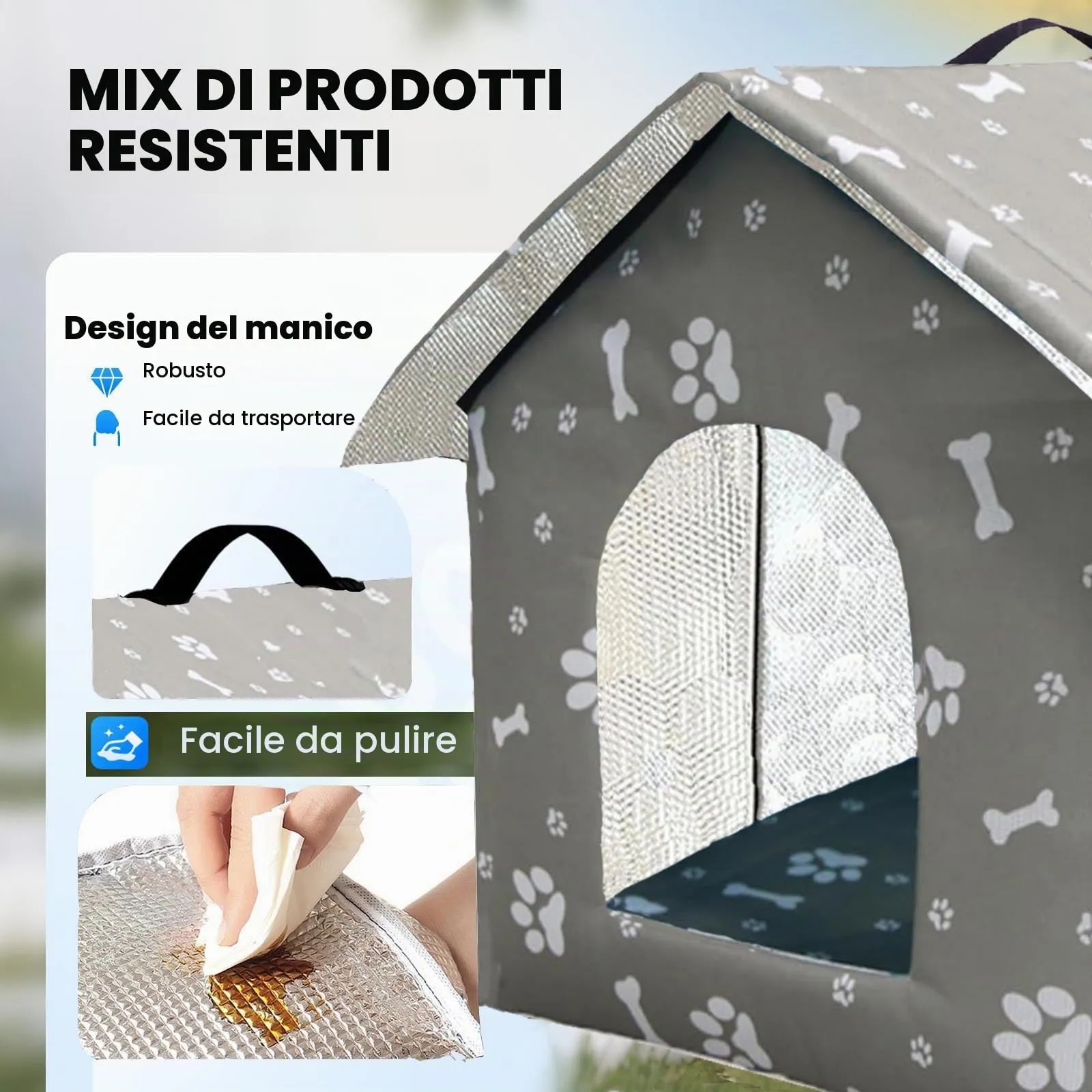 Casetta per Gatti per Esterni, Casetta per Gatti, Impermeabile, Cuccia Gatto Esterno Inverno con Tenda Timovibile - immagine 2