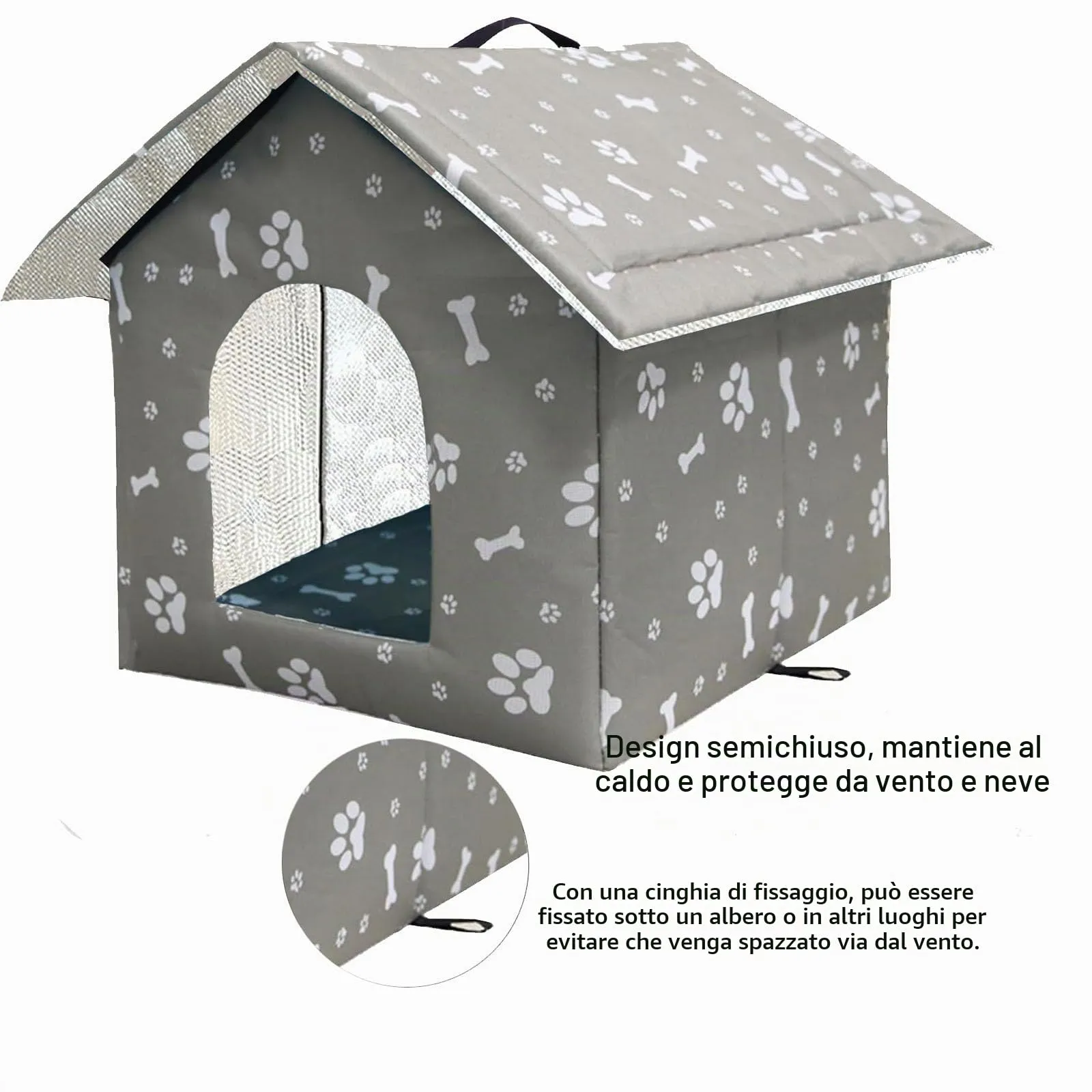 Casetta per Gatti per Esterni, Casetta per Gatti, Impermeabile, Cuccia Gatto Esterno Inverno con Tenda Timovibile - immagine 6