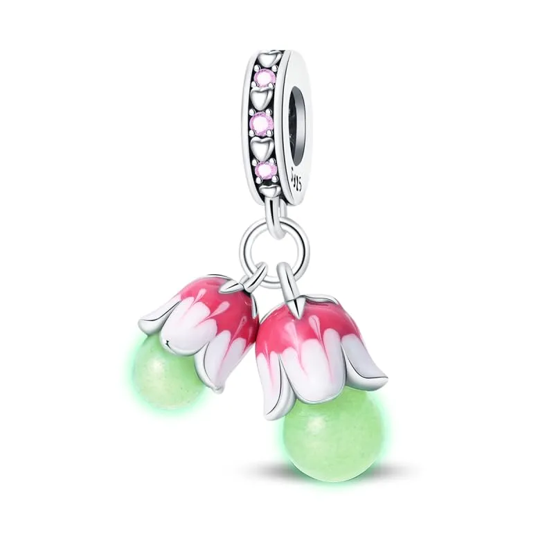 LNQOBU Ciondolo Lucciola Scintillante Glow in the Dark Charm Camaleonte in Argento Sterling 925 Per Bracciali e Collane - immagine 2