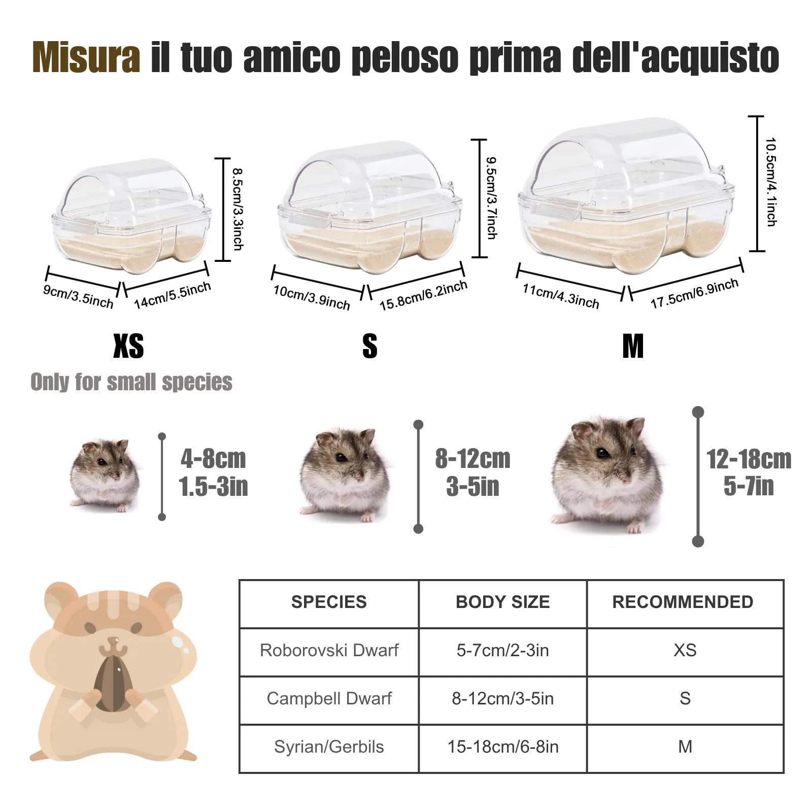 TOKAYIFE Criceto Sabbia Bagno, Toilette Trasparente per Criceti Contenitore per Bagno di Sabbia per Criceti Gerbilli Ratti (M) - immagine 2