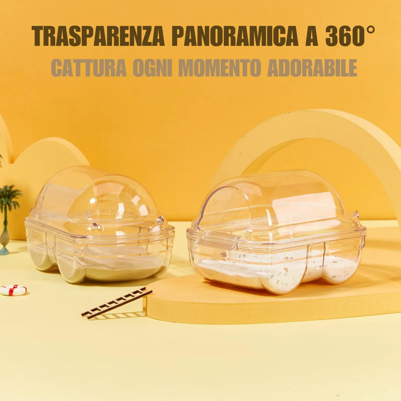 TOKAYIFE Criceto Sabbia Bagno, Toilette Trasparente per Criceti Contenitore per Bagno di Sabbia per Criceti Gerbilli Ratti (M) - immagine 4
