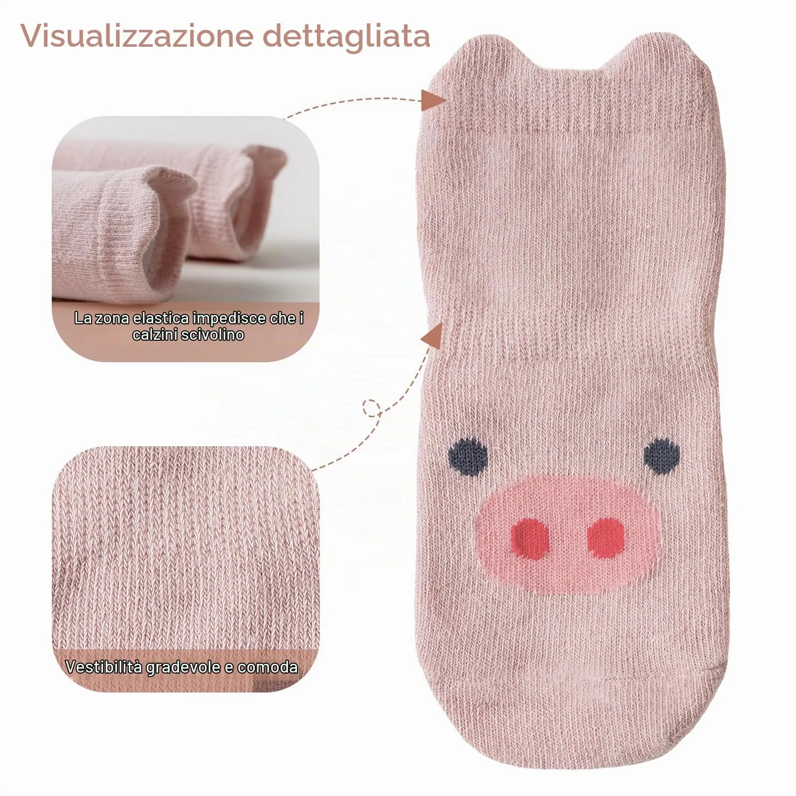 SockWaddles calzini antiscivolo bambino, 5 paia di calzini neonato in cotone traspirante con suola ABS, calze gattonanti per bambini e bambine con animali, 3-5 anni - immagine 6