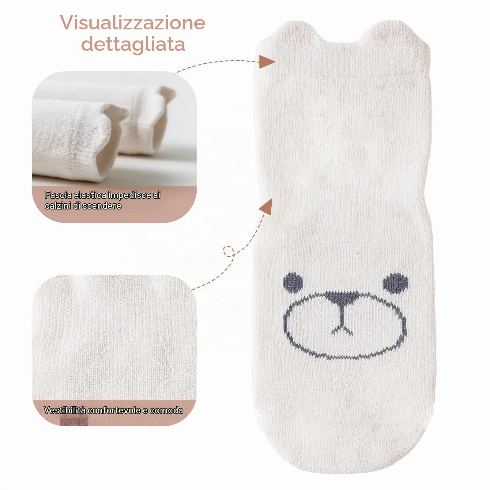SockWaddles calzini antiscivolo bambino, 5 paia di calzini neonato in cotone traspirante con suola ABS, calze gattonanti per bambini e bambine con animali, 1-3 anni - immagine 6