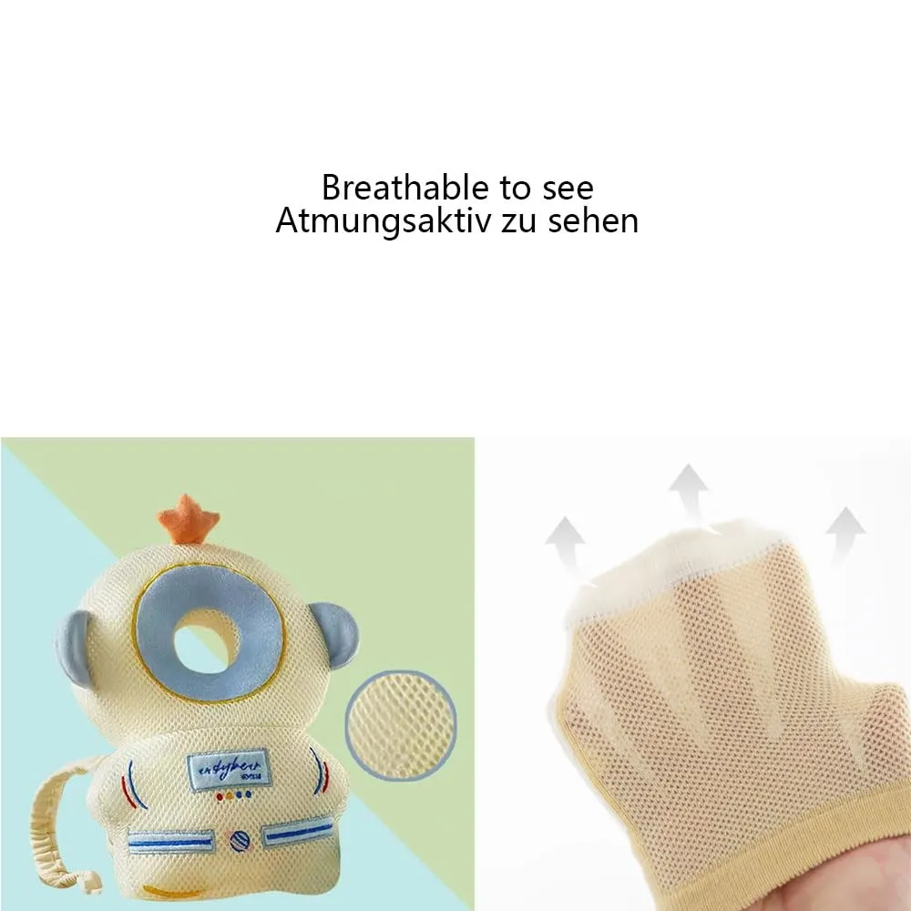Furforstk protezione testa bambino con ginocchiere caschetto primi passi Traspirante casco neonato primi passi per gattonare e camminare, Regolabile (Astronauta) - immagine 5