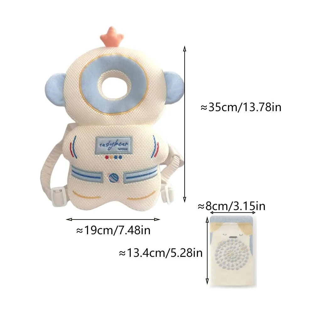 Furforstk protezione testa bambino con ginocchiere caschetto primi passi Traspirante casco neonato primi passi per gattonare e camminare, Regolabile (Astronauta) - immagine 6