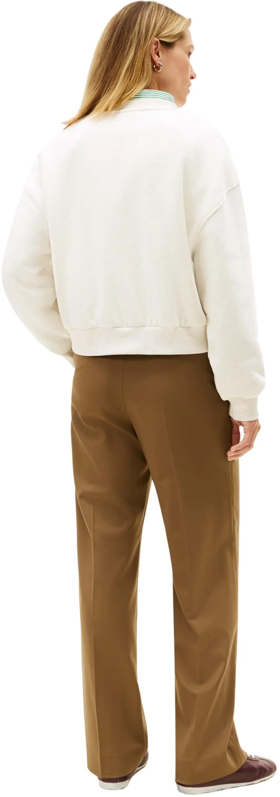 Tommy Hilfiger Donna Felpa Corp Logo Relaxed Fit, Bianco (Ecru Heather), XXS - immagine 2