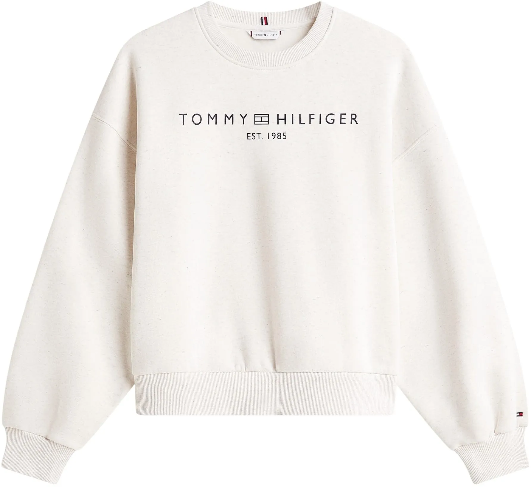 Tommy Hilfiger Donna Felpa Corp Logo Relaxed Fit, Bianco (Ecru Heather), XXS - immagine 6