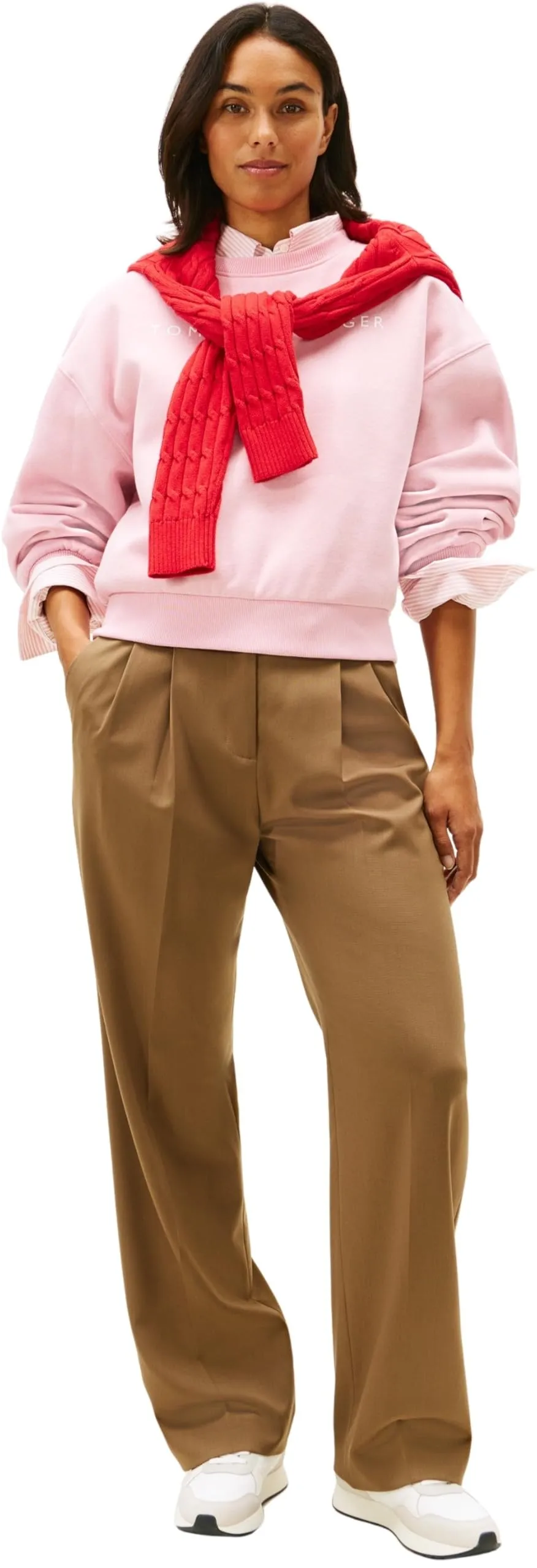 Tommy Hilfiger Donna Felpa Corp Logo Relaxed Fit, Nero (Bonita Pink), S - immagine 5