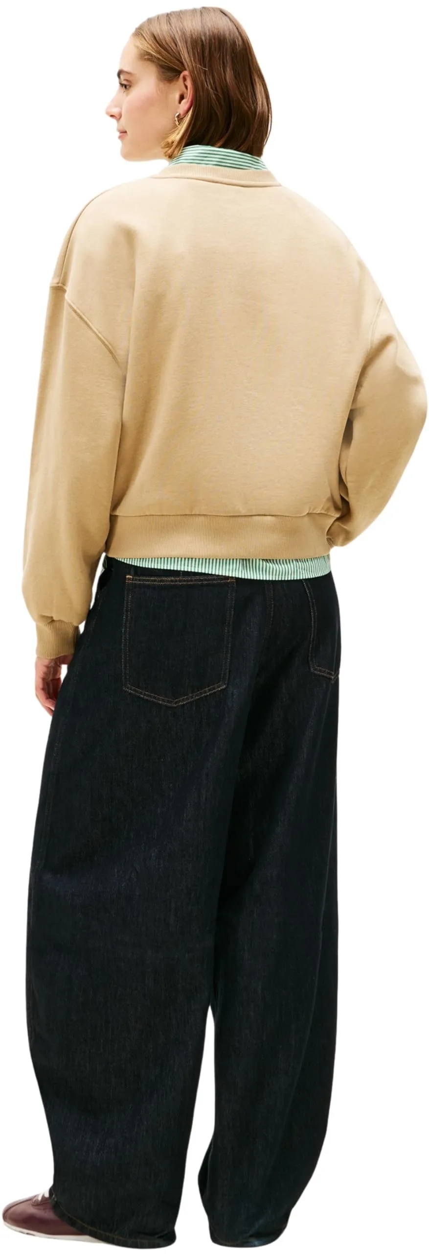 Tommy Hilfiger Donna Felpa Corp Logo Relaxed Fit, Blu (Driftwood Taupe), M - immagine 2