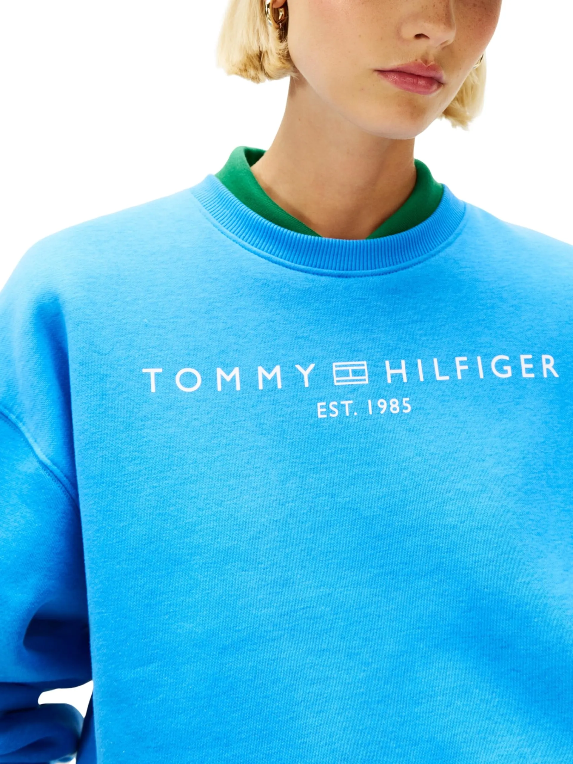 Tommy Hilfiger Donna Felpa Corp Logo Relaxed Fit, Blu (Mesmerizing Blue), XXL - immagine 4