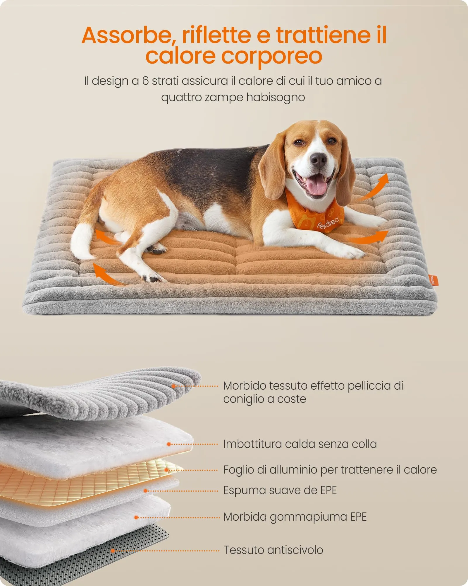 Feandrea Cuccia Cane Interno, Cuscino Cane, 90 x 65 cm, Lavatrice - immagine 3