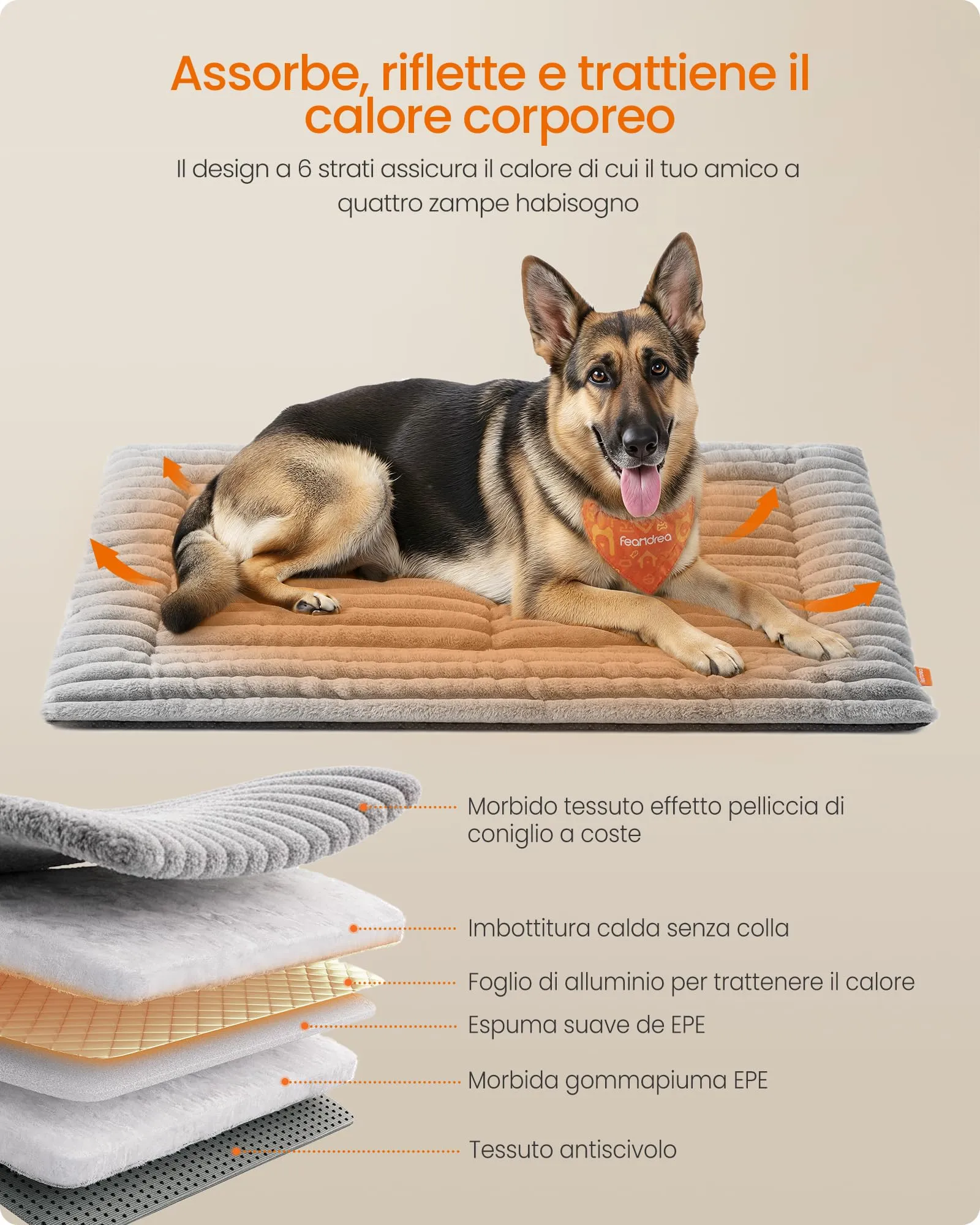 Feandrea Cuccia Cane Interno, Cuscino Cane, 120 x 75 cm, Lavatrice - immagine 3