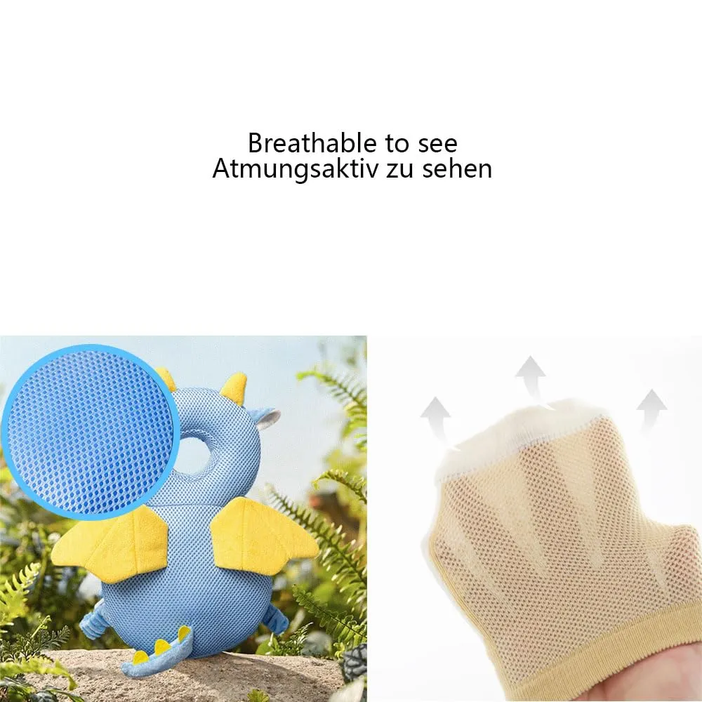 Furforstk protezione testa bambino con ginocchiere caschetto primi passi Traspirante casco neonato primi passi per gattonare e camminare, Regolabile (Drago) Il bambino non resiste - immagine 4