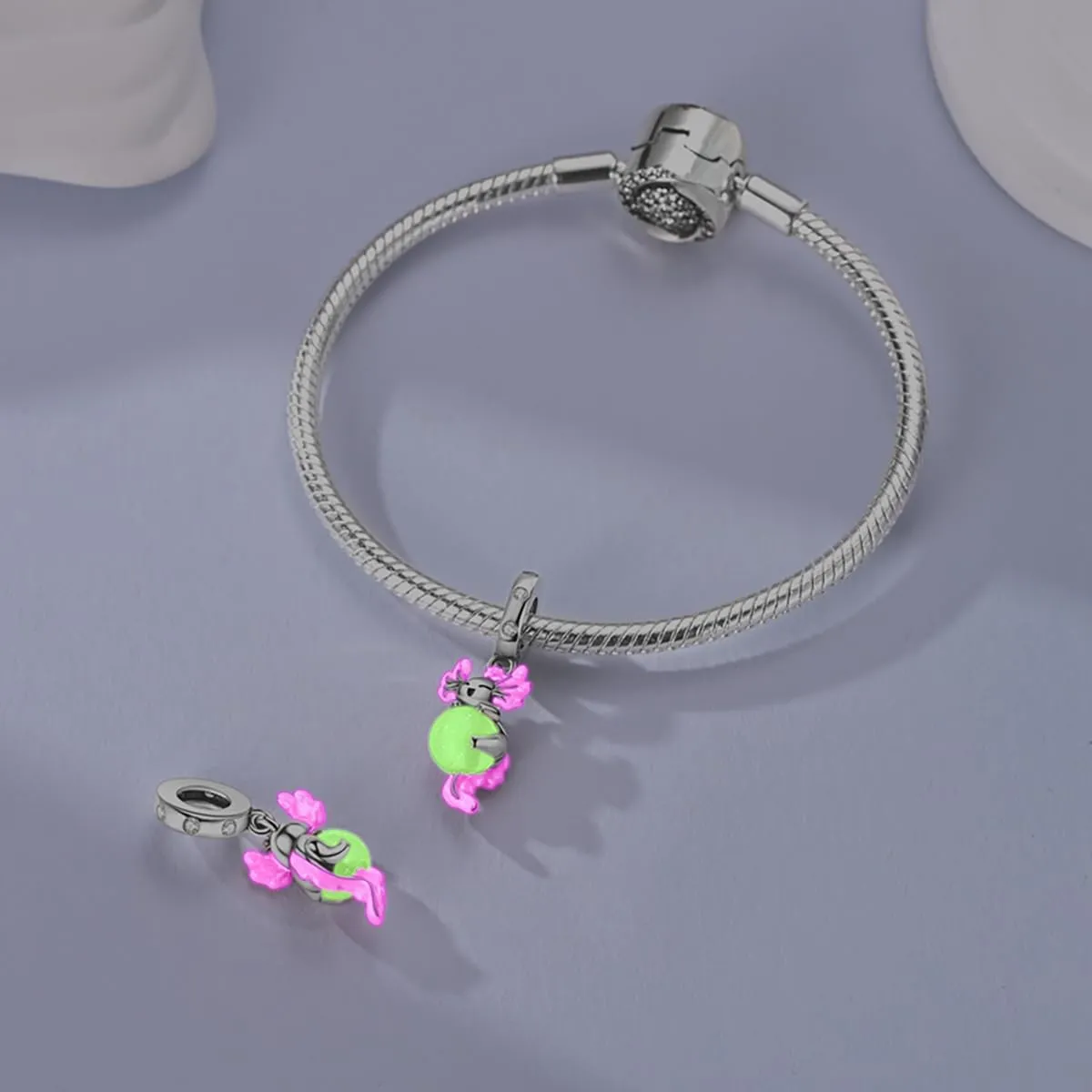 LNQOBU Charms Colgante Camaleón Charm Donna Argento Sterling 925Bead Charme da Donna per Bracciali e Collane - immagine 2