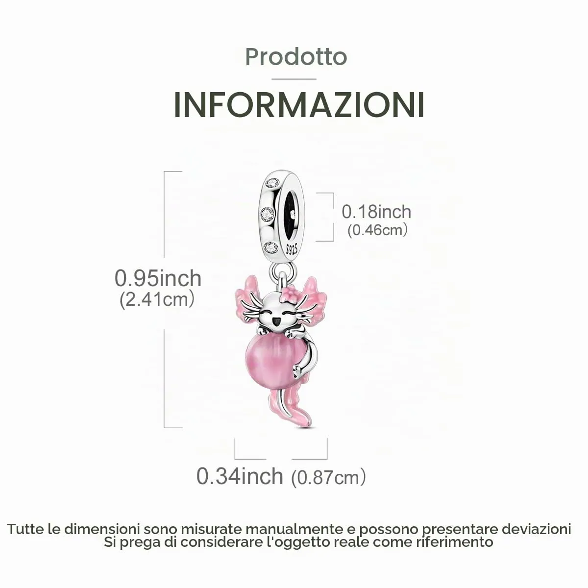 LNQOBU Charms Colgante Camaleón Charm Donna Argento Sterling 925Bead Charme da Donna per Bracciali e Collane - immagine 5