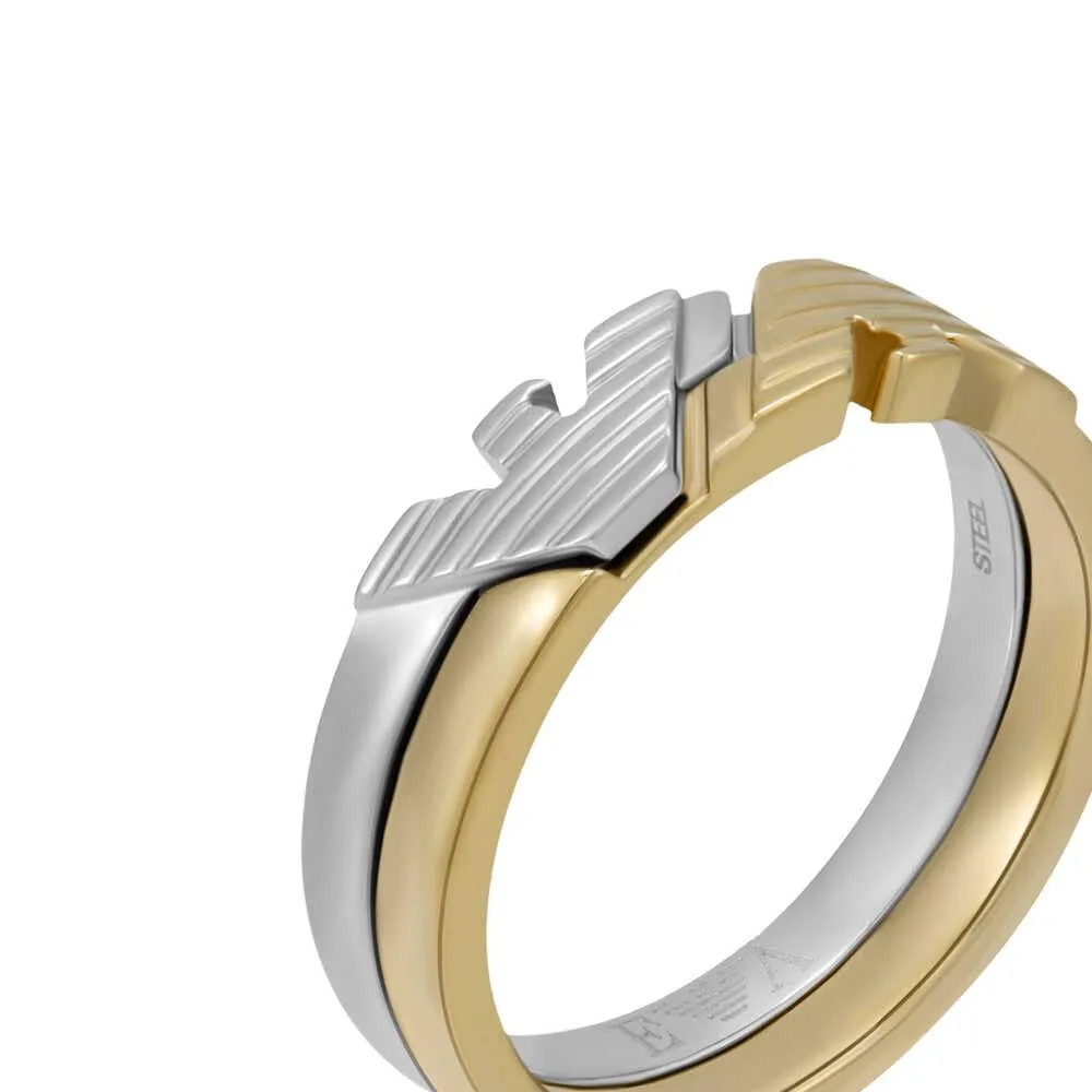 Emporio Armani Anelli Impilabili Uomo in acciaio inossidabile, Set tono argento e oro - immagine 6