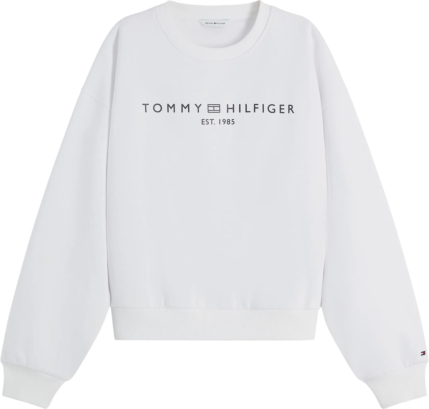 Tommy Hilfiger Donna Felpa Corp Logo Modern Relaxed Fit, Bianco (TH Optic White), S - immagine 5