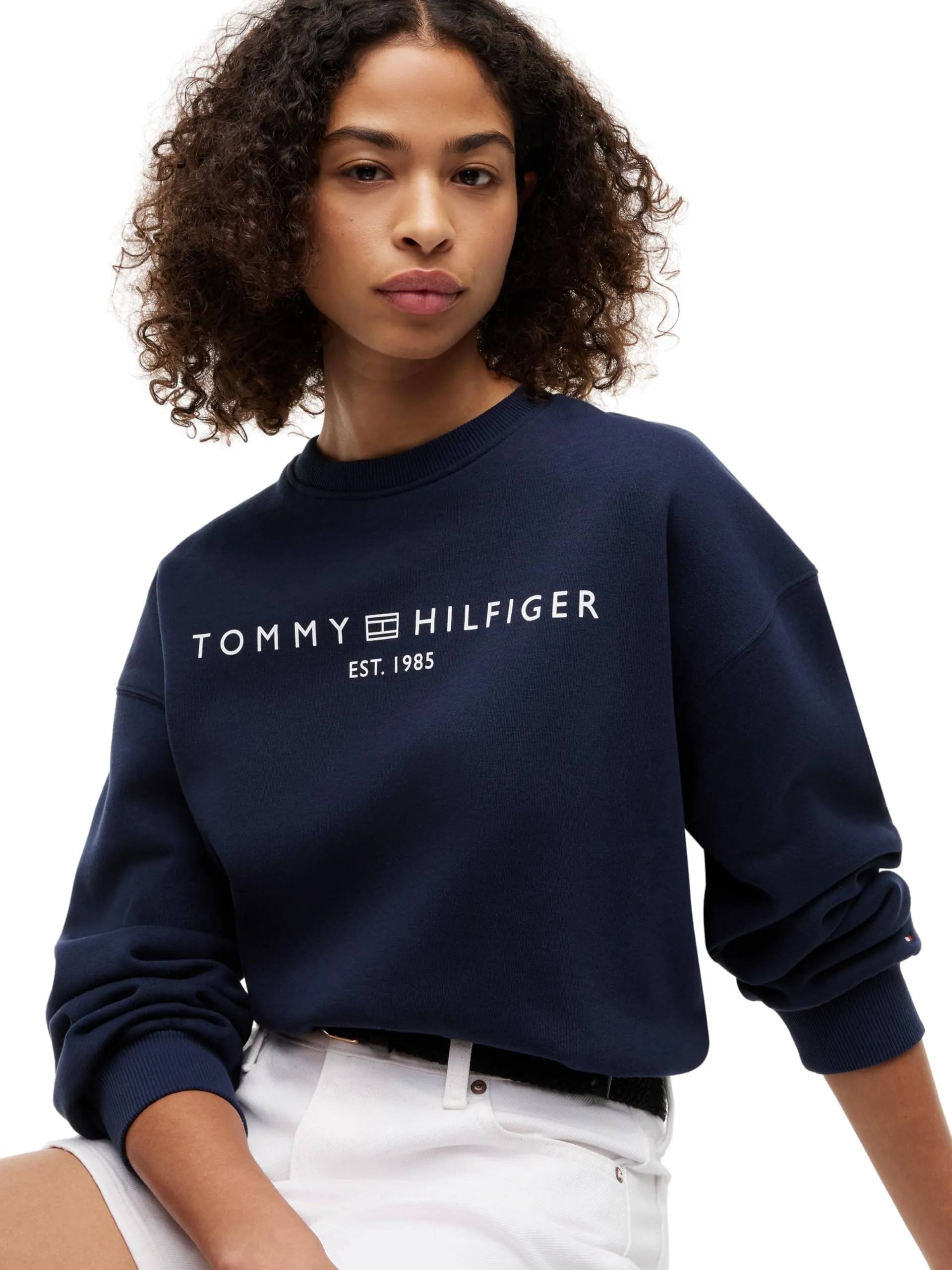 Tommy Hilfiger Women Sweatshirts Corp Logo Fleece sweatshirtWW0WW47831 Blue (Dark Blue), M - immagine 4
