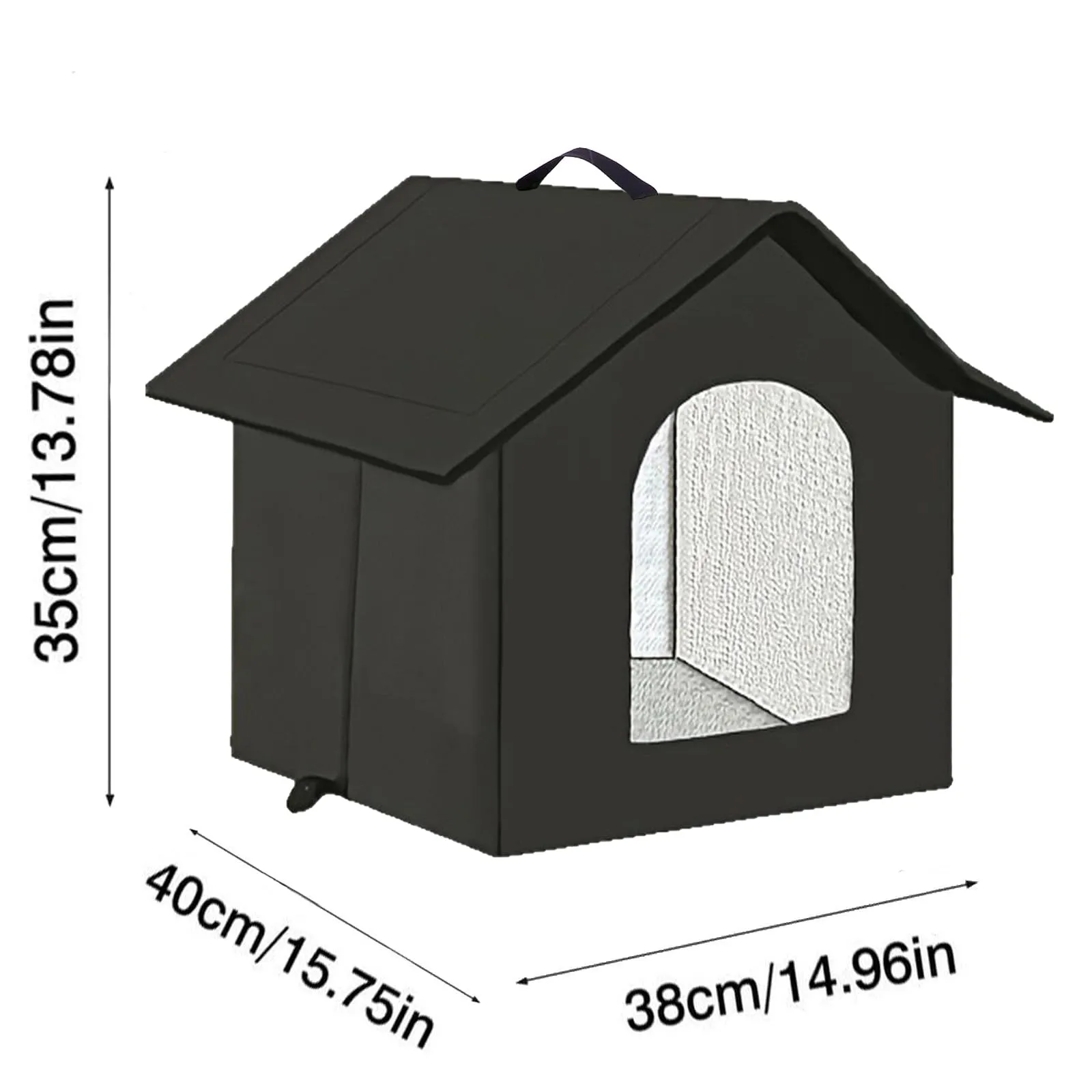 Casetta per gatti e cuccioli di cani per esterni, impermeabile, resistente all’inverno, con tenda trasparente rimovibile (M, nero 1) - immagine 5