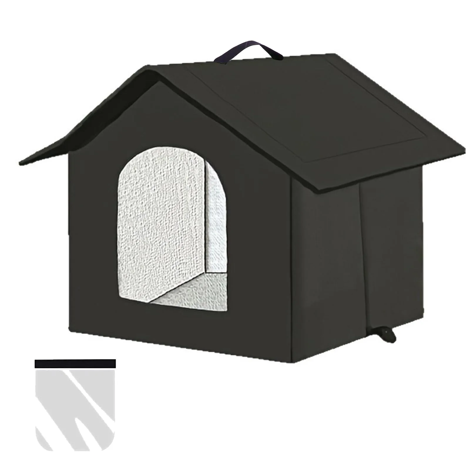 Casetta per gatti e cuccioli di cani per esterni, impermeabile, resistente all’inverno, con tenda trasparente rimovibile (L, nero 1) - immagine 1