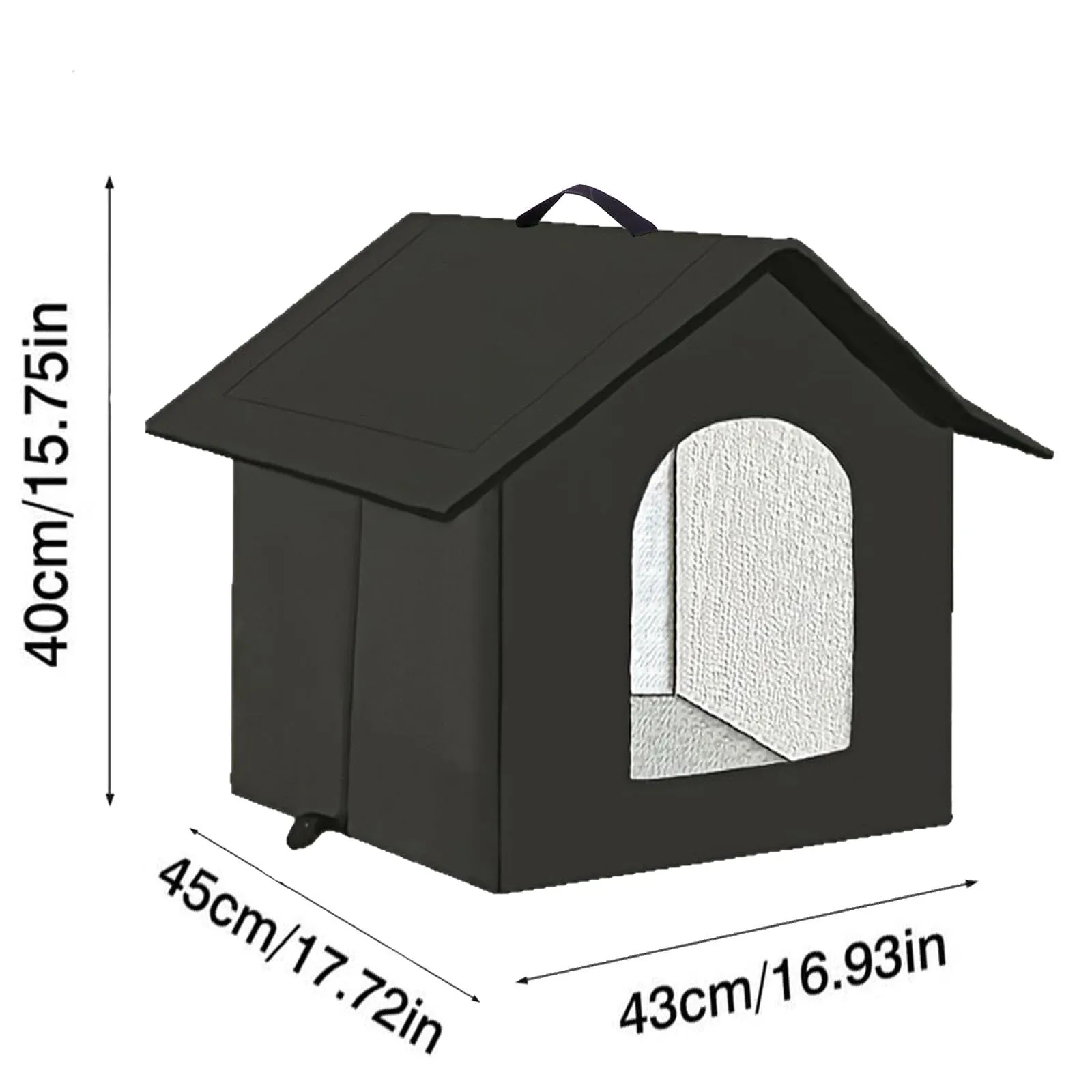 Casetta per gatti e cuccioli di cani per esterni, impermeabile, resistente all’inverno, con tenda trasparente rimovibile (L, nero 1) - immagine 5