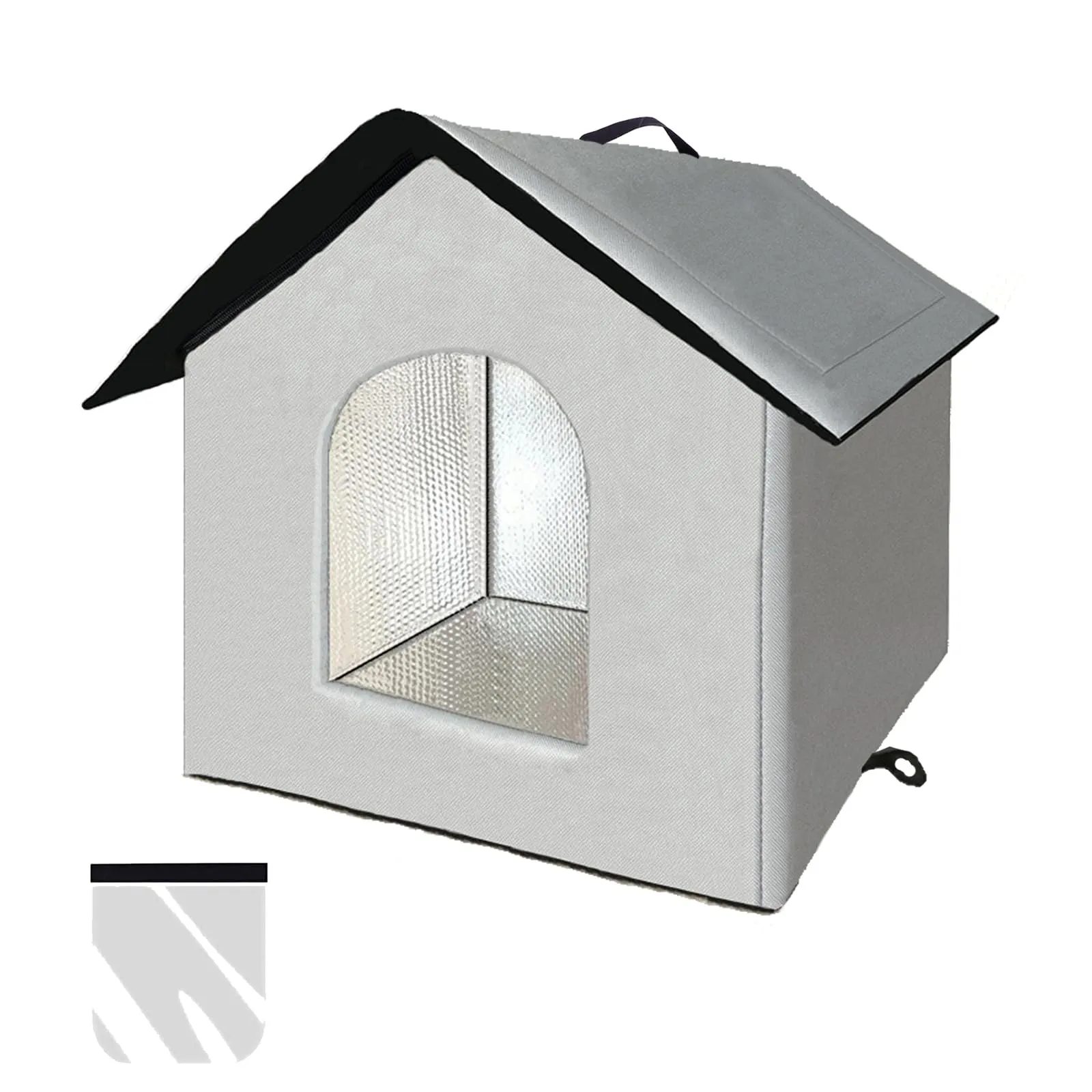 Casetta per gatti e cuccioli di cani per esterni, impermeabile, resistente all’inverno, con tenda trasparente rimovibile (L, grigio 1) - immagine 1