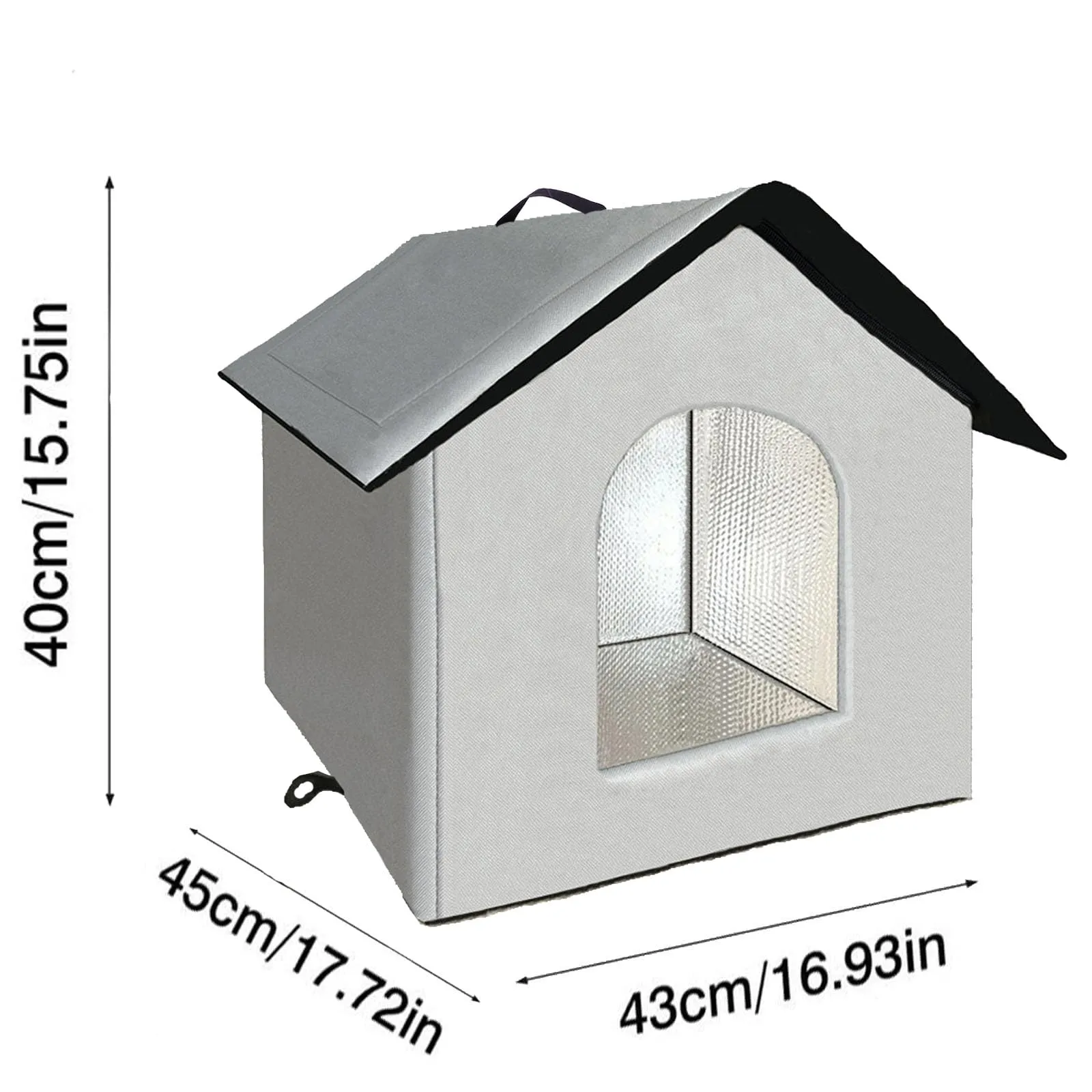 Casetta per gatti e cuccioli di cani per esterni, impermeabile, resistente all’inverno, con tenda trasparente rimovibile (L, grigio 1) - immagine 5