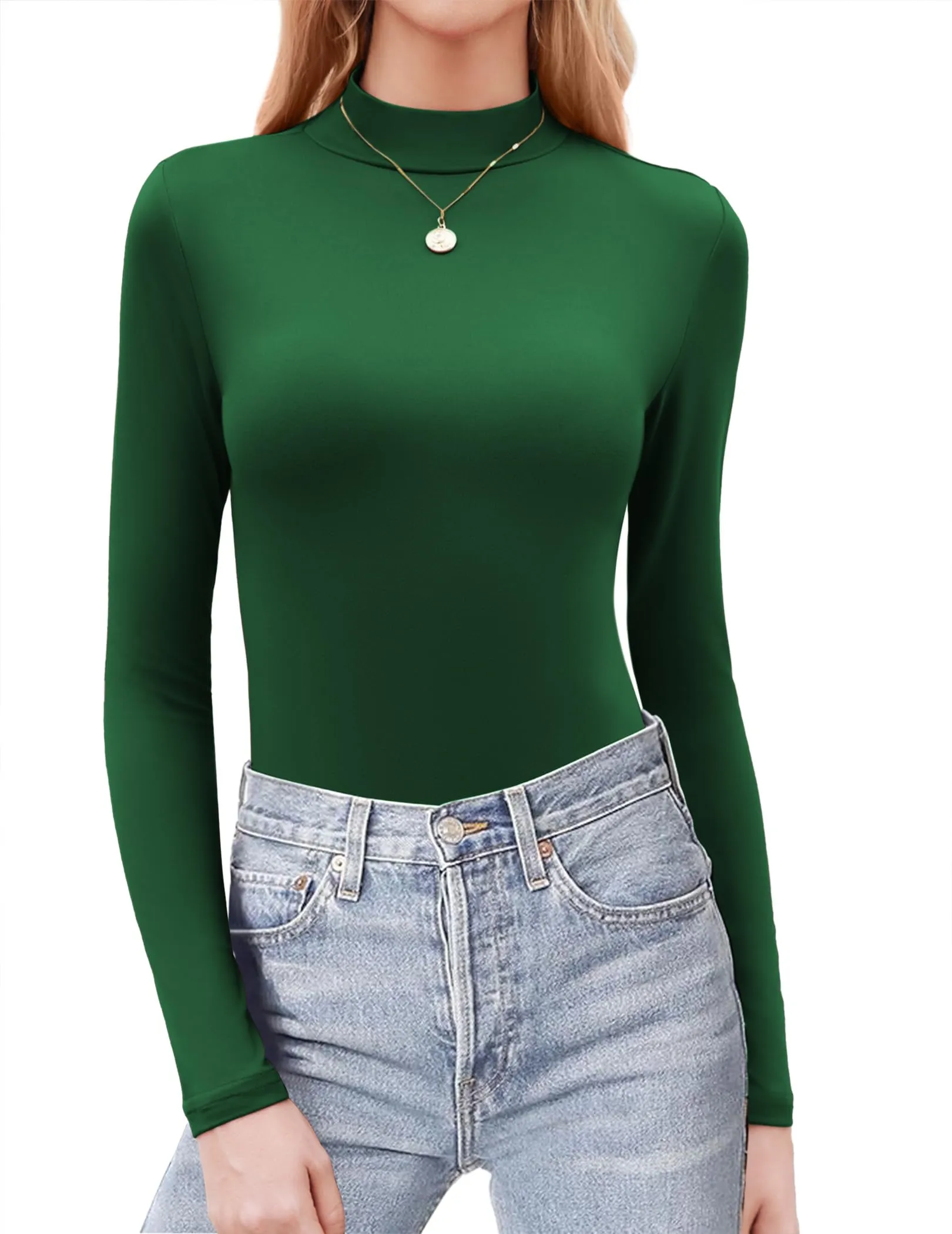 Zeagoo Maglietta Termica Donna Lupetto Manica Lunga Invernale Aderente Verde M - immagine 1