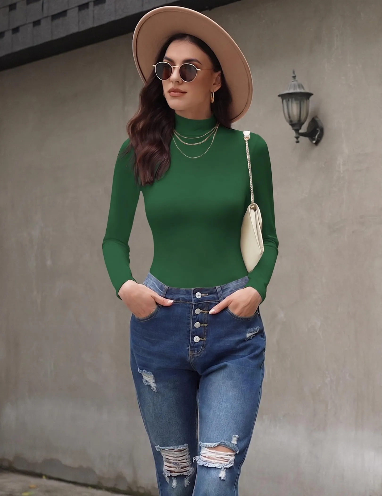 Zeagoo Maglietta Termica Donna Lupetto Manica Lunga Invernale Aderente Verde M - immagine 4