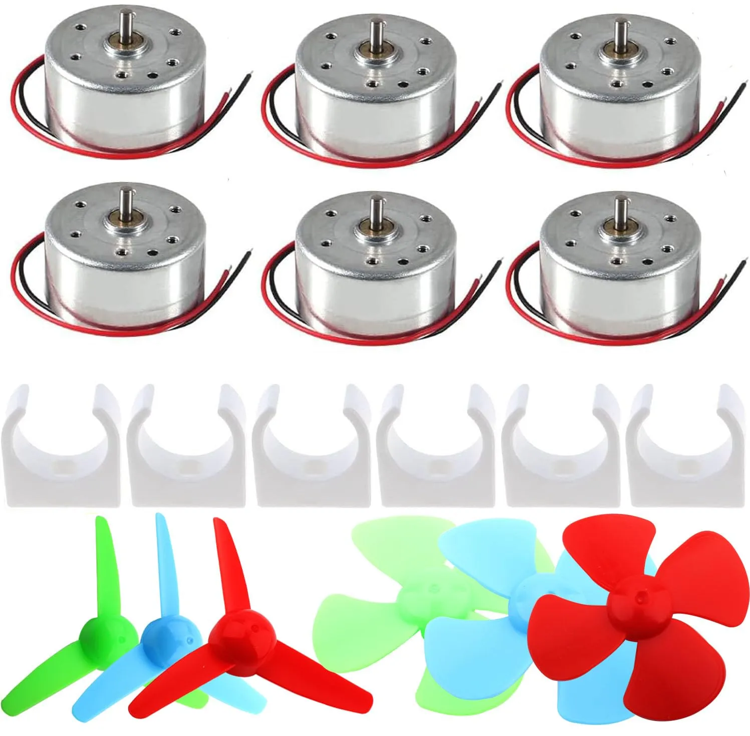 RUNCCI-YUN 6 Set kit motori dc Mini,1.5V-3V-4.5V-6V-9V con Mini Ventilatore Foglia e Supporto Motore in plastica 6500 RPM Per Esperimento DIY Fisica Educativa Fai Da Te - immagine 1