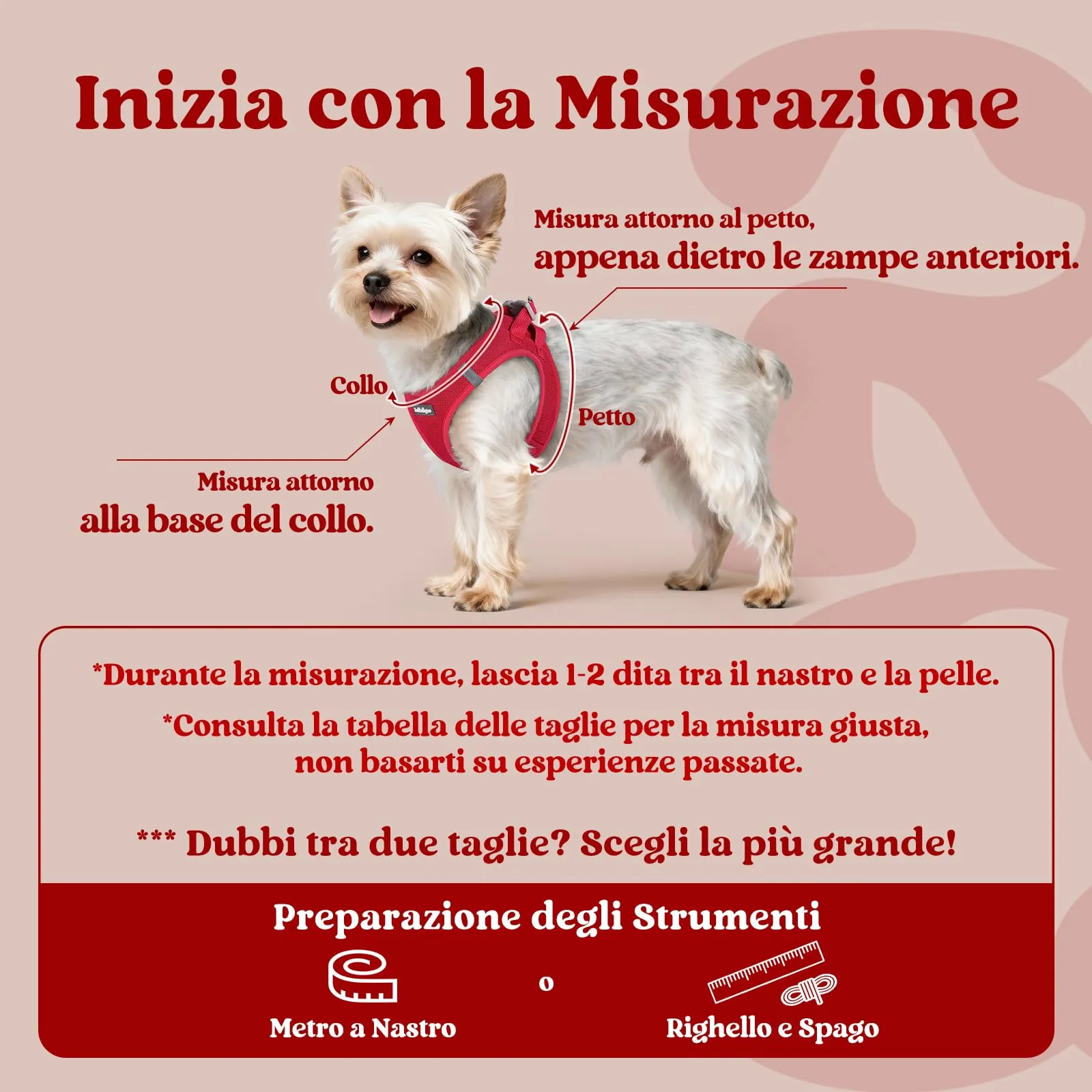 rabbitgoo Pettorina Cane Taglia Piccola, Leggero e Morbido, Rosso XXS - immagine 2