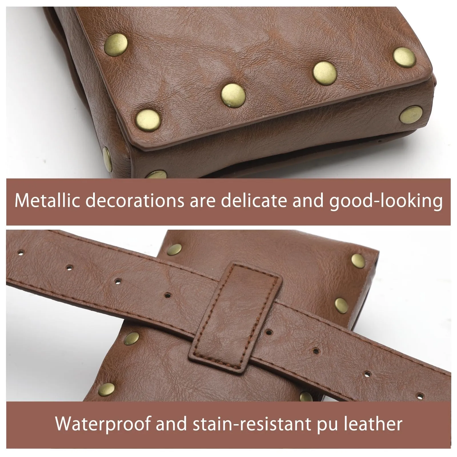 HENGBIRD Borsa medievale da donna, in pelle, accessorio medievale, da donna, per rinascimento e cosplay, colore: marrone - immagine 4