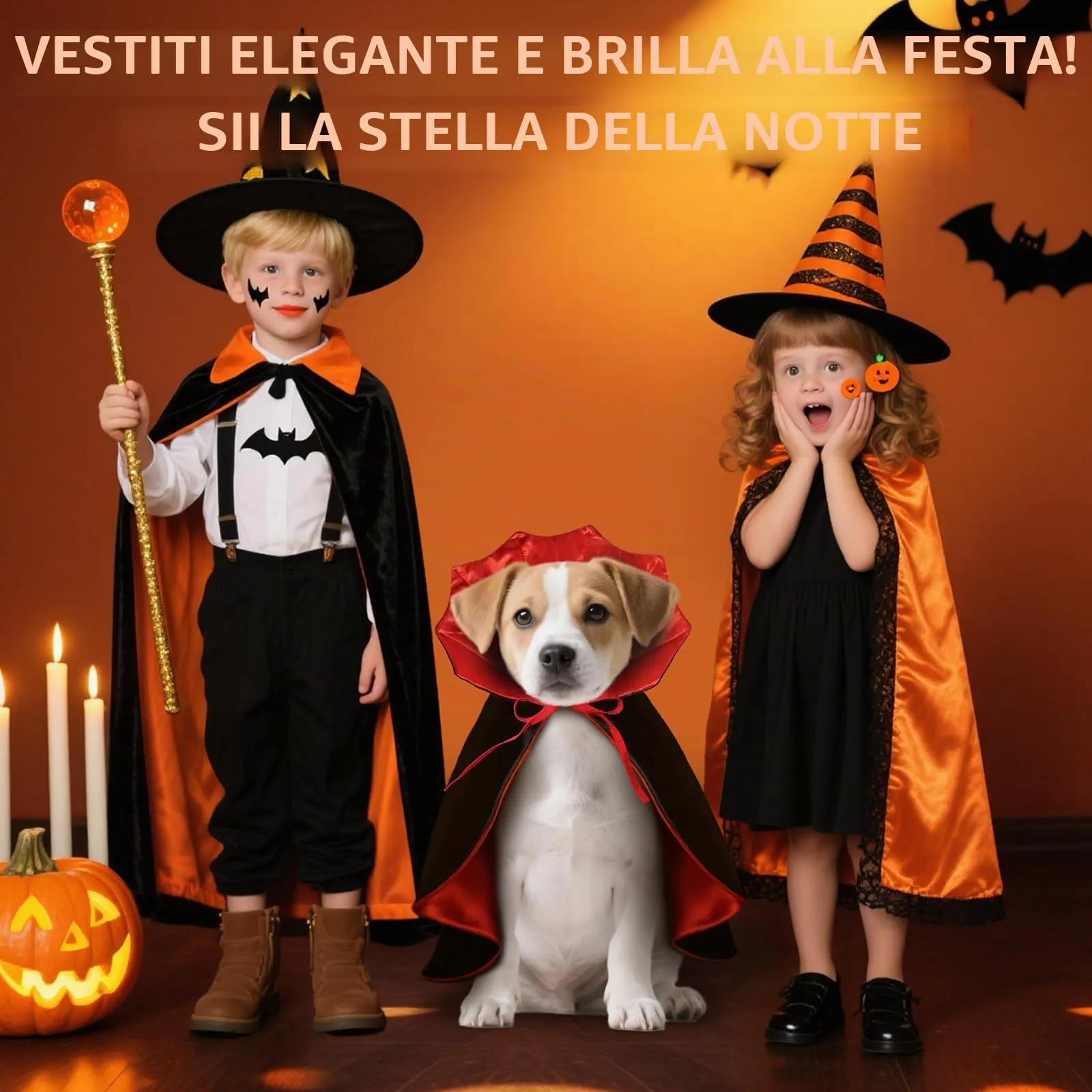 HSSPYY Mantello per cani, costumi di Halloween per cani di taglia grande, media e piccola, costume da vampiro per cuccioli, mantello per gatti, feste cosplay, rosso e nero - immagine 7