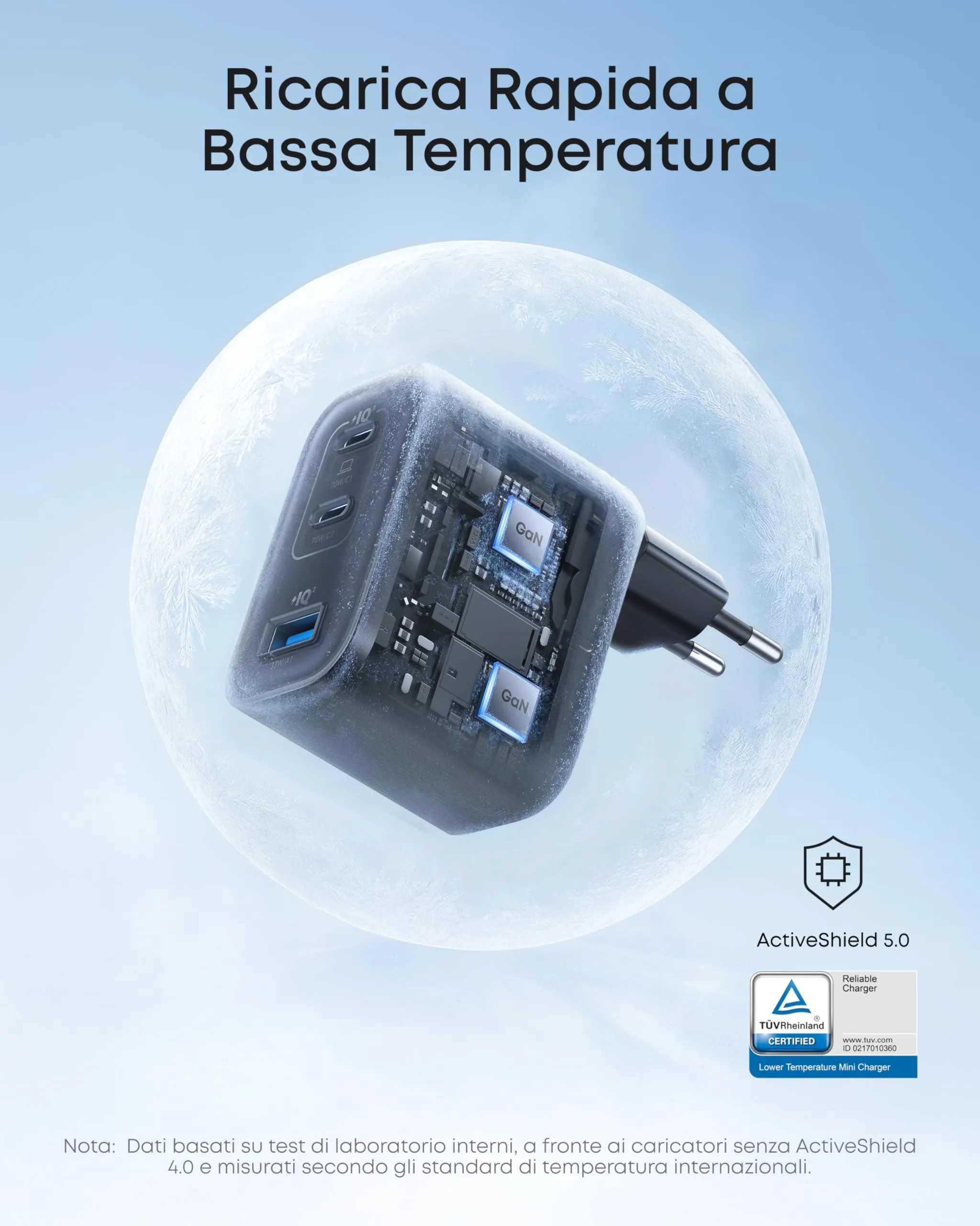 Anker alimentatore USB C 70W 3 porte PIQ 3.0 per MacBook e iPhone - immagine 4