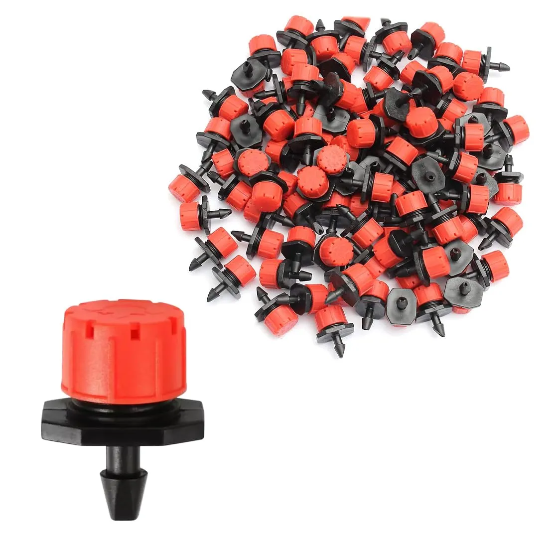 WUSJCOF Set Irrigazione Goccia Automatica, 100 pcs, Micro Gocciolatori, Ancoraggi per Tubo da Giardino, Sistema Regolabile, Kit Giardino, Micro Sistema di Irrigazione per Prato e Giardino - immagine 1