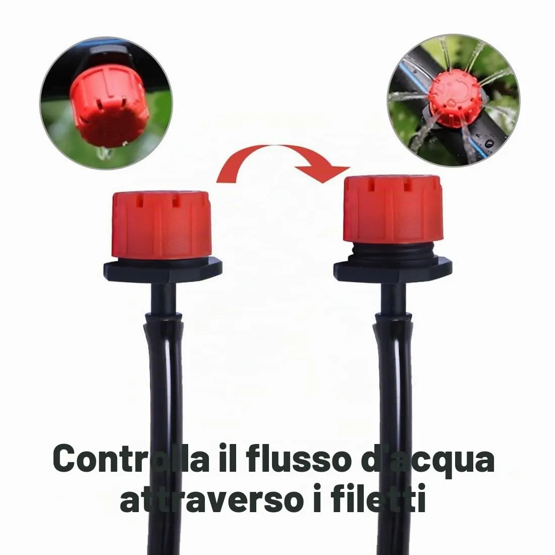WUSJCOF Set Irrigazione Goccia Automatica, 100 pcs, Micro Gocciolatori, Ancoraggi per Tubo da Giardino, Sistema Regolabile, Kit Giardino, Micro Sistema di Irrigazione per Prato e Giardino - immagine 3