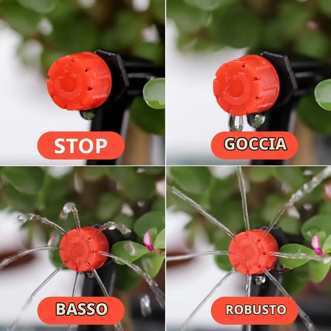 WUSJCOF Set Irrigazione Goccia Automatica, 100 pcs, Micro Gocciolatori, Ancoraggi per Tubo da Giardino, Sistema Regolabile, Kit Giardino, Micro Sistema di Irrigazione per Prato e Giardino - immagine 5