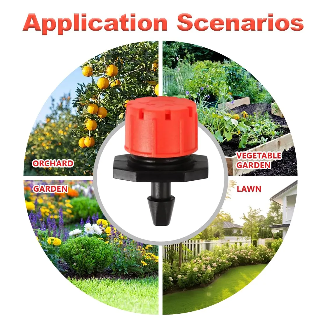 WUSJCOF Set Irrigazione Goccia Automatica, 100 pcs, Micro Gocciolatori, Ancoraggi per Tubo da Giardino, Sistema Regolabile, Kit Giardino, Micro Sistema di Irrigazione per Prato e Giardino - immagine 6