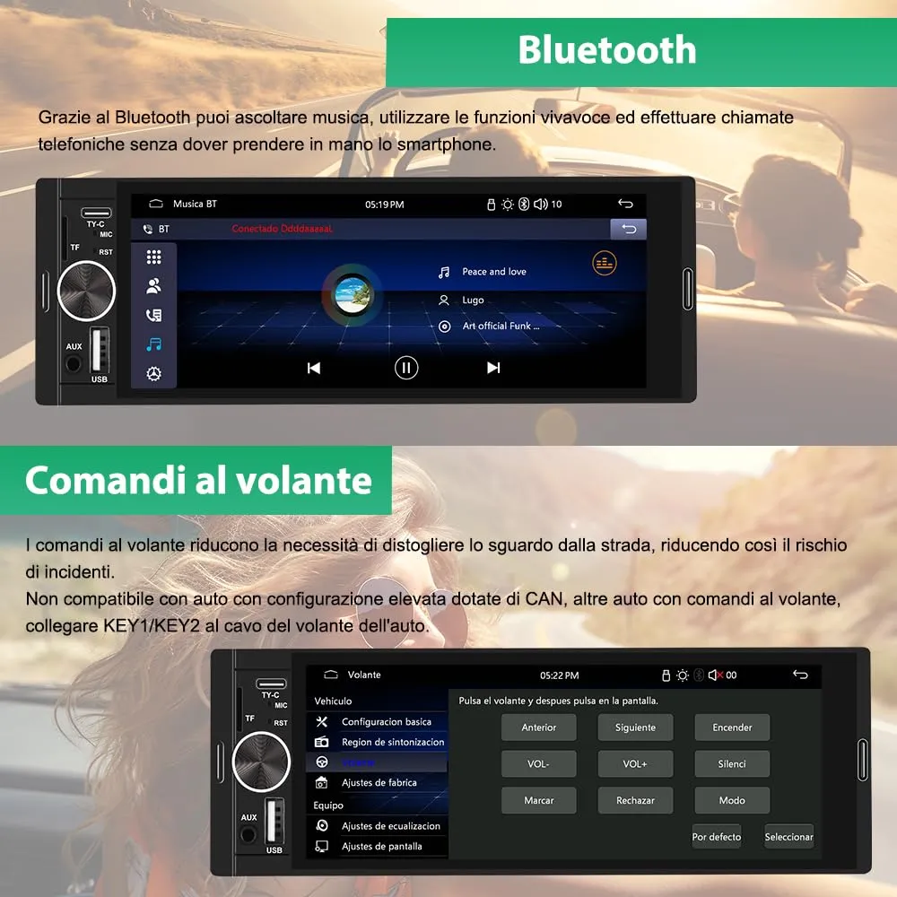 AWESAFE Autoradio 1 DIN con Schermo Inclusa la Telecamera posteriore - immagine 3