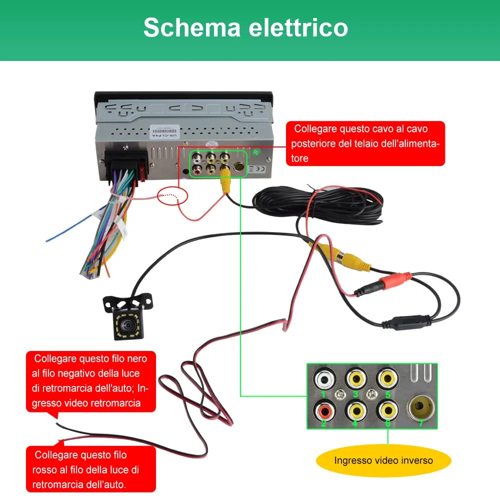 AWESAFE Autoradio 1 DIN con Schermo Inclusa la Telecamera posteriore - immagine 5