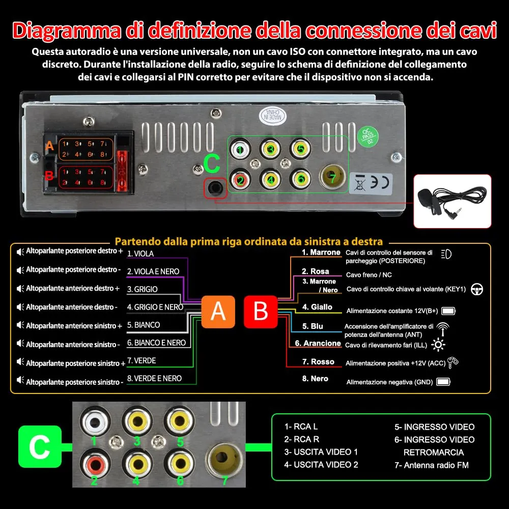 AWESAFE Autoradio 1 DIN con Schermo Inclusa la Telecamera posteriore - immagine 7