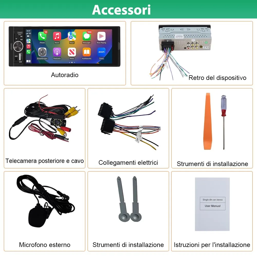 AWESAFE Autoradio 1 DIN con Schermo Inclusa la Telecamera posteriore - immagine 8
