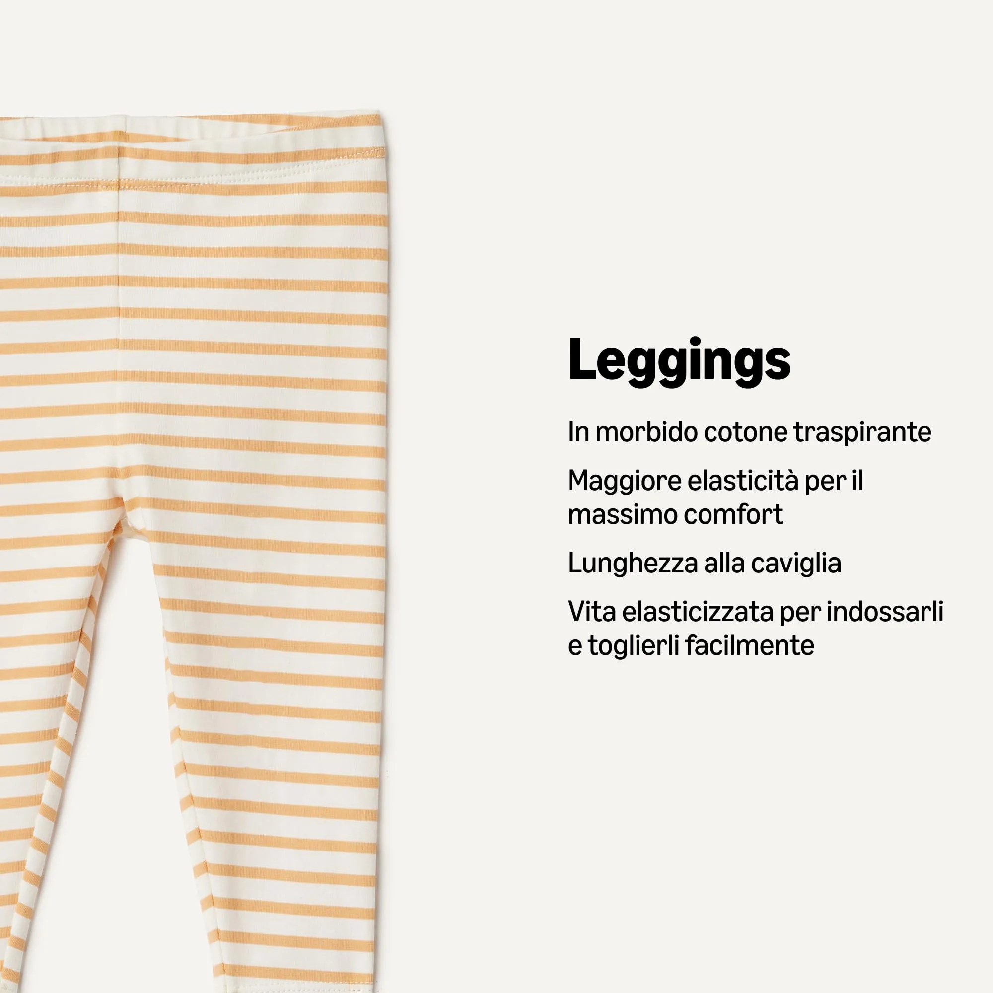 Amazon Essentials x Sofia Grainge Leggings alla Caviglia Traspiranti in Cotone Unisex - Bambini e ragazzi, Confezione da 3, Avorio/Cammello Chiaro/Righe, 4 anni - immagine 2