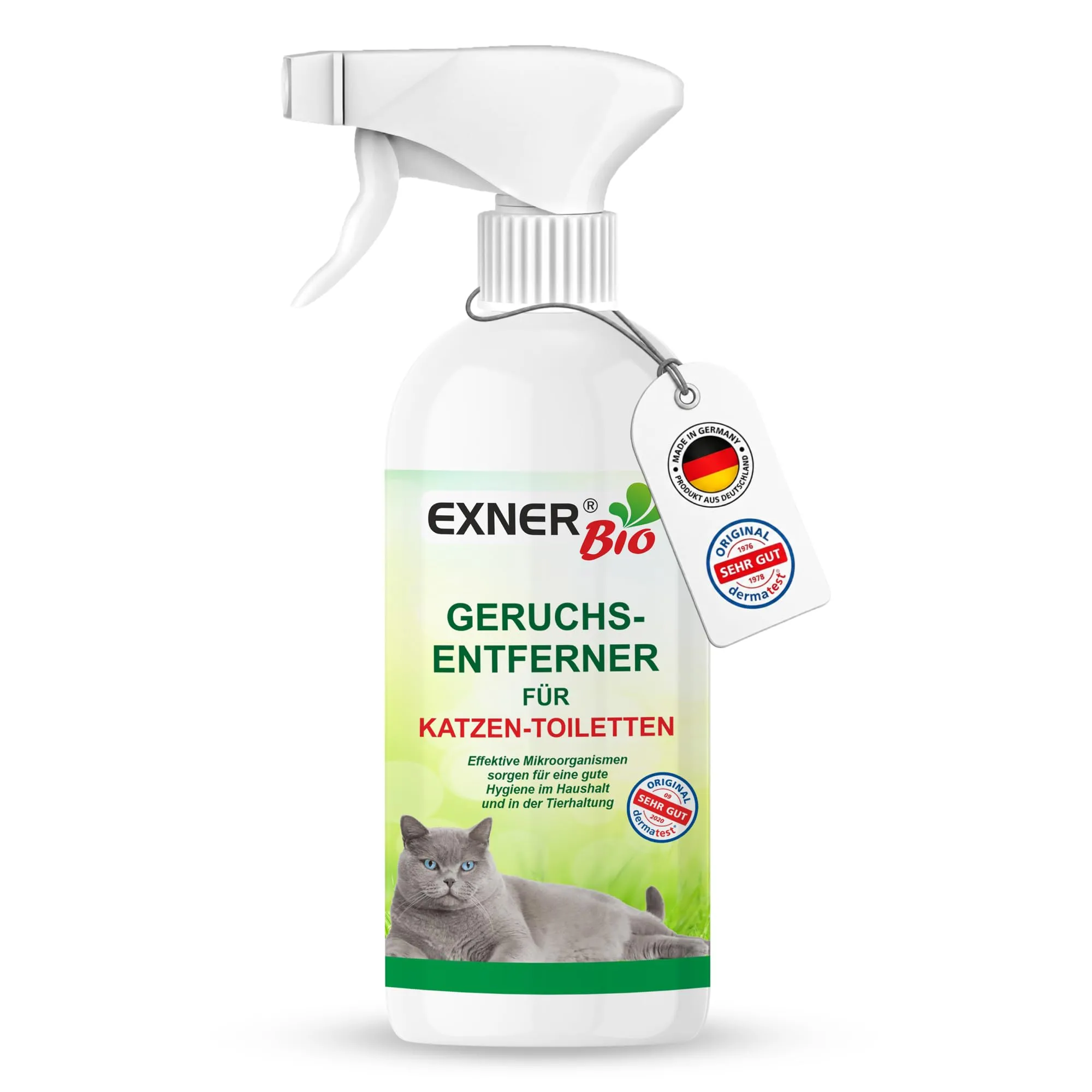 Exner Bio Detergente enzimatico per lettiera per gatti, elimina odori e neutralizzatore di odori contro urina di gatto, escrementi di gatti e odori, con microrganismi efficaci per una rimozione - immagine 1