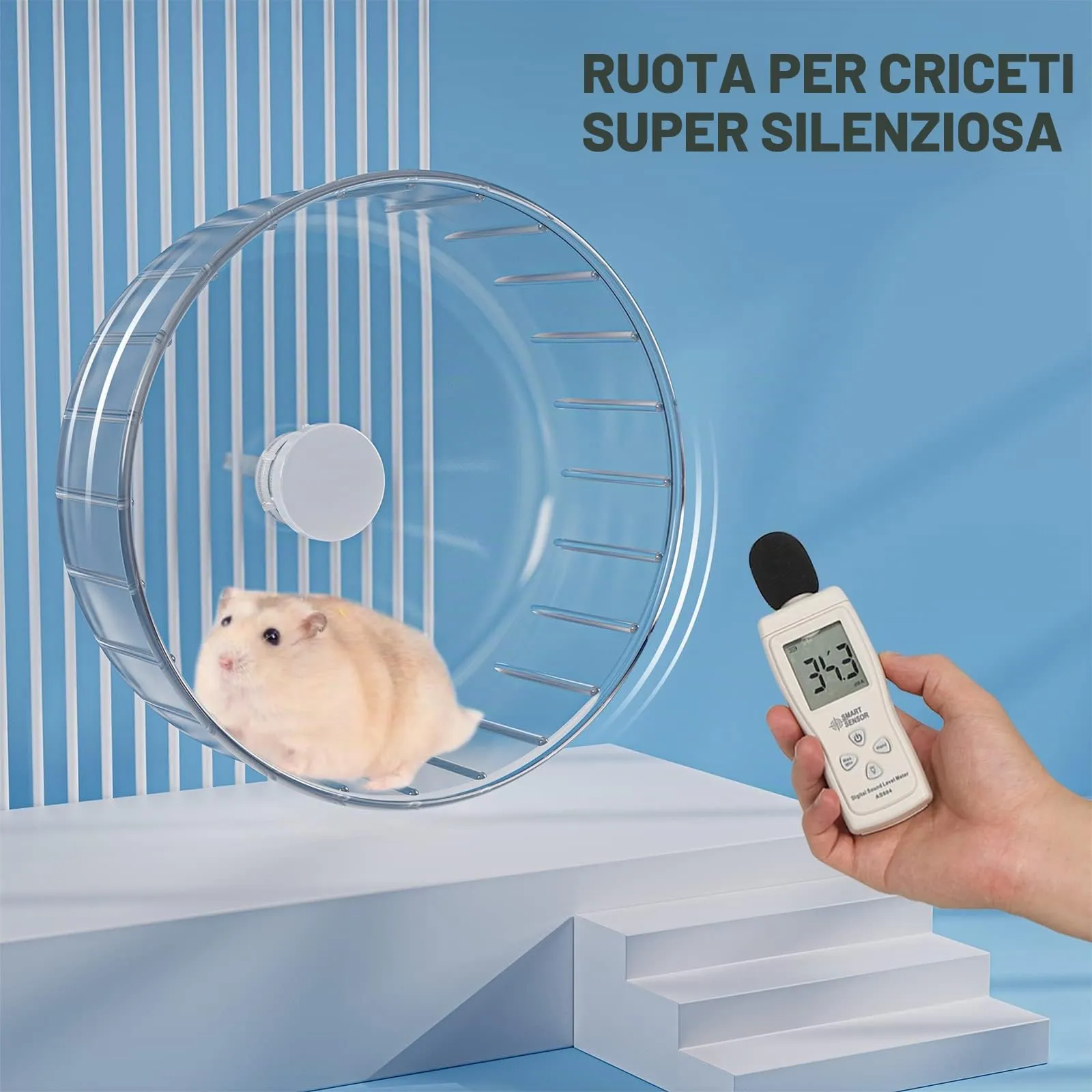 BUCATSTATE Ruota Criceto, 17cm Super Silenziosa Ruota da Corsa Trasparente per Criceti Piccoli Animali Domestici Criceto Gerbil - immagine 2