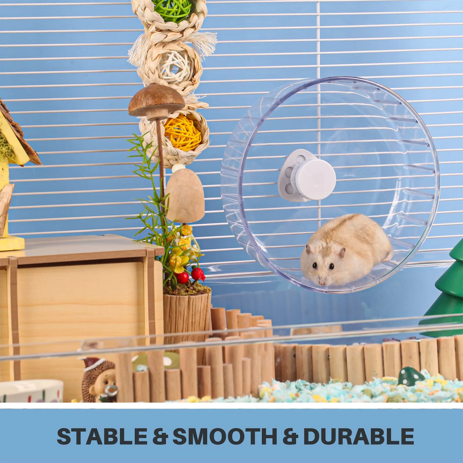 BUCATSTATE Ruota Criceto, 17cm Super Silenziosa Ruota da Corsa Trasparente per Criceti Piccoli Animali Domestici Criceto Gerbil - immagine 4